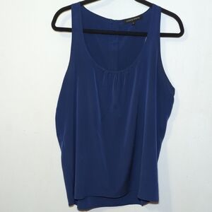 Cynthia Steffe Deep Blue Tank Top w/ Green Trim + Exposed Zipper Women's Size L